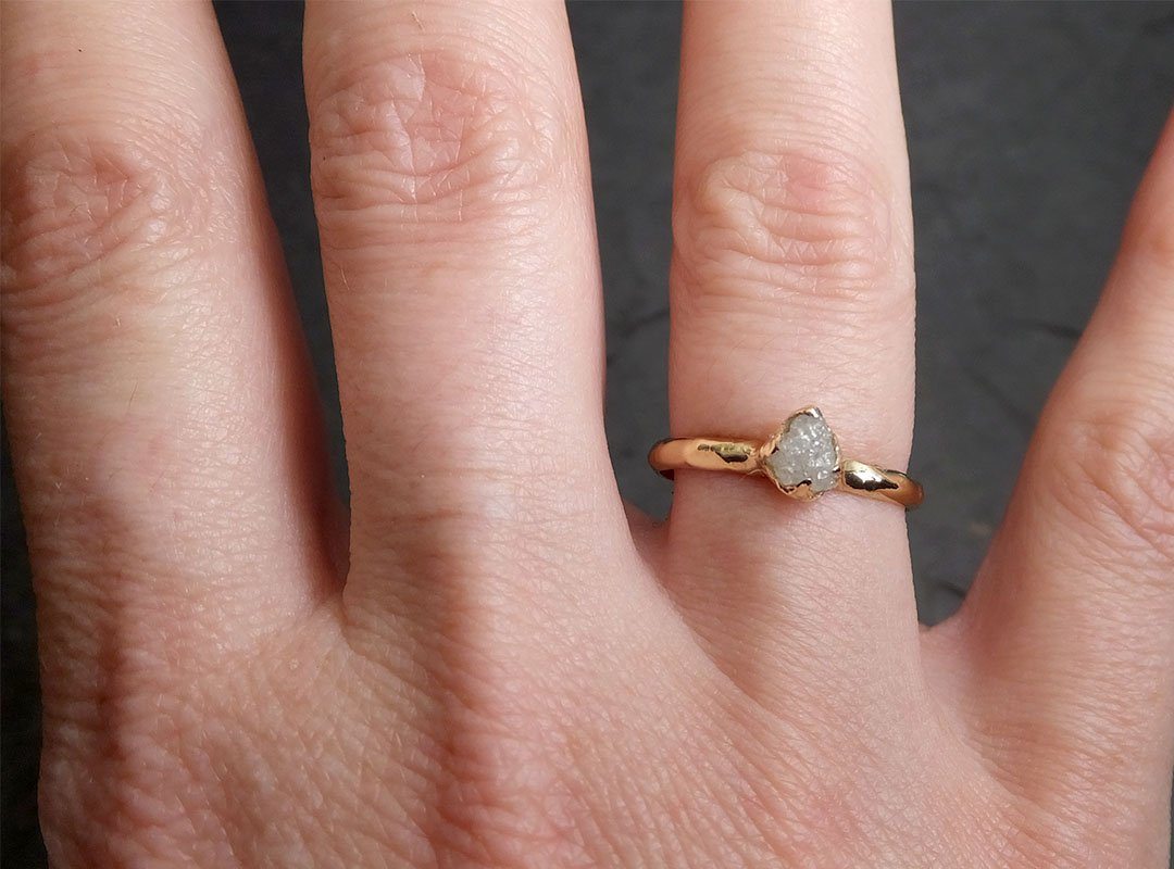 raw diamond engagement ring rough uncut diamond solitaire recycled 14k yellow gold conflict free diamond wedding promise 1965 Alternative Engagement