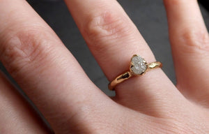 Raw Diamond Engagement Ring Rough Uncut Diamond Solitaire Recycled 14k yellow gold Conflict Free Diamond Wedding Promise 1967