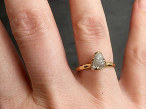 raw diamond engagement ring rough uncut diamond solitaire recycled 14k yellow gold conflict free diamond wedding promise 1977 Alternative Engagement
