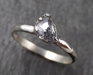 Fancy Cut Half Moon salt and pepper Diamond Solitaire Engagement 14k White Gold Wedding Ring byAngeline 1580 - by Angeline
