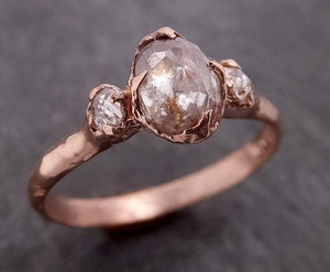 fancy cut white diamond engagement 14k rose gold multi stone wedding ring byangeline 1986 Alternative Engagement
