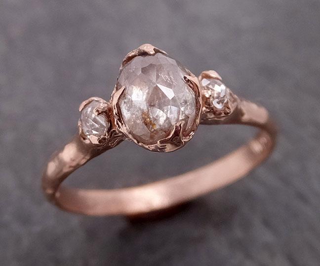 fancy cut white diamond engagement 14k rose gold multi stone wedding ring byangeline 1986 Alternative Engagement