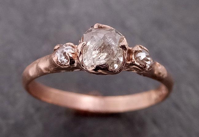 fancy cut white diamond engagement 14k rose gold multi stone wedding ring byangeline 1988 Alternative Engagement