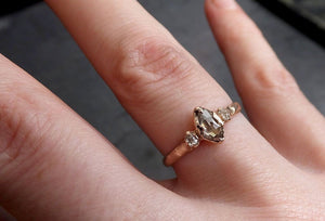 Fancy cut white Diamond Engagement 14k Rose Gold Multi stone Wedding Ring byAngeline 1985