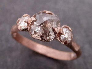 Fancy cut white Diamond Engagement 14k Rose Gold Multi stone Wedding Ring byAngeline 1980