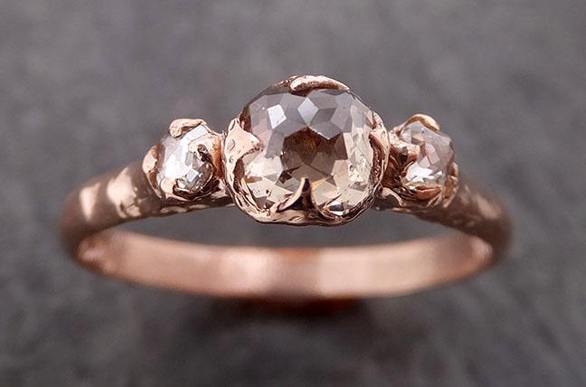 Fancy cut white Diamond Engagement 14k Rose Gold Multi stone Wedding Ring byAngeline 1981