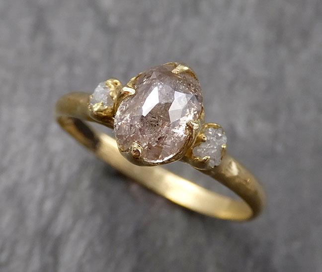 Fancy cut white Diamond Engagement 18k Yellow Gold Multi stone Wedding Ring Stacking Rough Diamond Ring byAngeline 1609 - by Angeline
