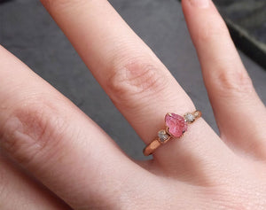 sapphire raw multi stone rough diamond 14k rose gold engagement ring wedding ring custom one of a kind gemstone ring 1989 Alternative Engagement
