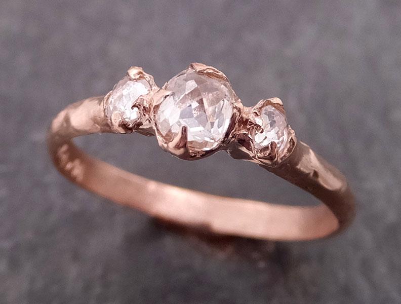 fancy cut white diamond engagement 14k rose gold multi stone wedding ring byangeline 1990 Alternative Engagement