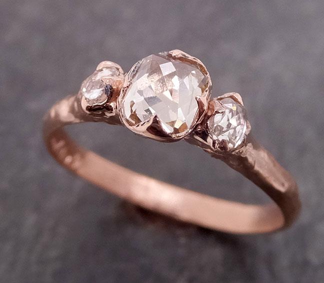 fancy cut white diamond engagement 14k rose gold multi stone wedding ring byangeline 1991 Alternative Engagement