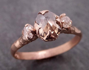 fancy cut champagne diamond engagement 14k rose gold multi stone wedding ring byangeline 1982 Alternative Engagement
