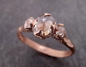 fancy cut champagne diamond engagement 14k rose gold multi stone wedding ring byangeline 1982 Alternative Engagement