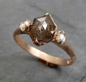 fancy cut salt and pepper diamond engagement 14k rose gold multi stone wedding ring byangeline 1983 Alternative Engagement