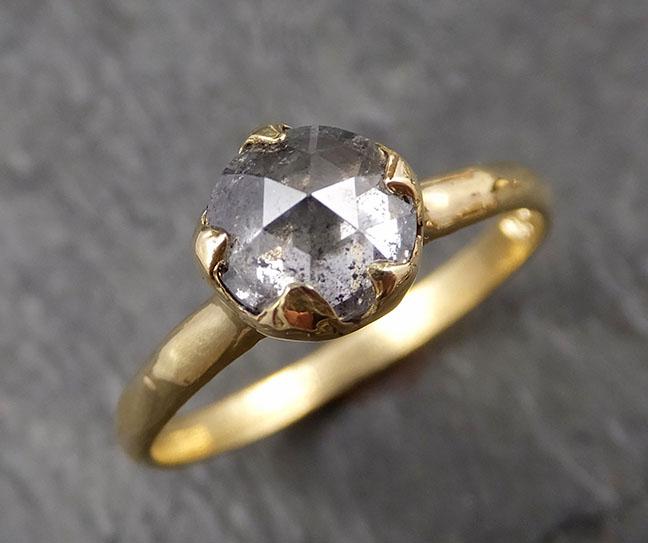 Fancy cut Salt and Pepper Diamond Solitaire Engagement 18k yellow Gold Wedding Ring byAngeline 1620 - by Angeline