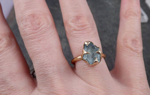 Raw uncut Aquamarine Solitaire 14k Yellow gold Ring Custom One Of a Kind Gemstone Ring Bespoke byAngeline 1613 - by Angeline