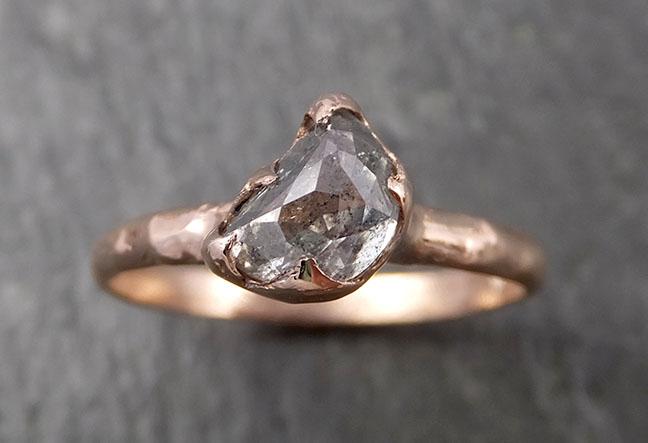 Faceted Fancy cut Salt and pepper Half Moon Diamond Engagement 14k Rose Gold Solitaire Wedding Ring byAngeline 1623 - by Angeline