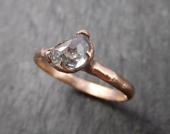 Faceted Fancy cut Salt and pepper Half Moon Diamond Engagement 14k Rose Gold Solitaire Wedding Ring byAngeline 1623 - by Angeline