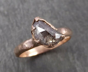 Faceted Fancy cut Salt and pepper Half Moon Diamond Engagement 14k Rose Gold Solitaire Wedding Ring byAngeline 1626 - by Angeline