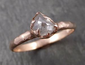 Faceted Fancy cut Salt and pepper Half Moon Diamond Engagement 14k Rose Gold Solitaire Wedding Ring byAngeline 1632 - by Angeline