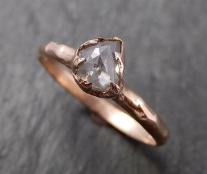 Faceted Fancy cut Salt and pepper Half Moon Diamond Engagement 14k Rose Gold Solitaire Wedding Ring byAngeline 1632 - by Angeline