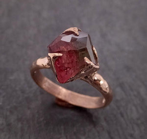 partially faceted watermelon tourmaline solitaire 14k rose gold engagement ring one of a kind gemstone ring byangeline 1995 Alternative Engagement