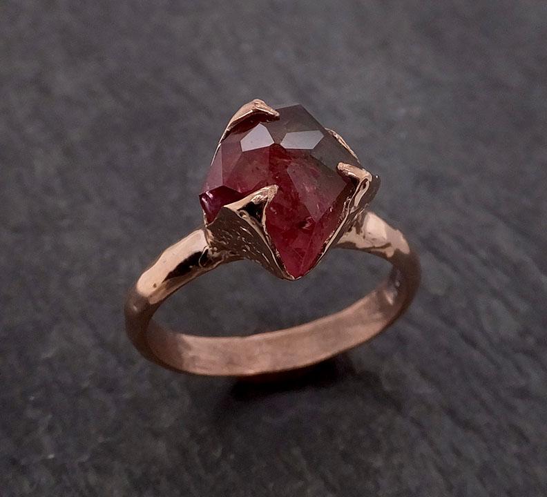 partially faceted watermelon tourmaline solitaire 14k rose gold engagement ring one of a kind gemstone ring byangeline 1995 Alternative Engagement