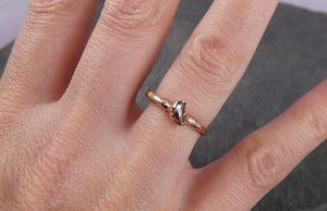 Fancy cut Cognac half moon Diamond Solitaire Engagement 14k Rose Gold Wedding Ring Diamond Ring byAngeline 1634 - by Angeline