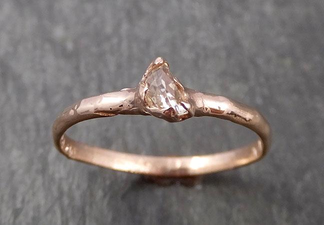 Faceted Fancy cut Champagne Half Moon Diamond Engagement 14k Rose Gold Solitaire Wedding Ring byAngeline 1633 - by Angeline