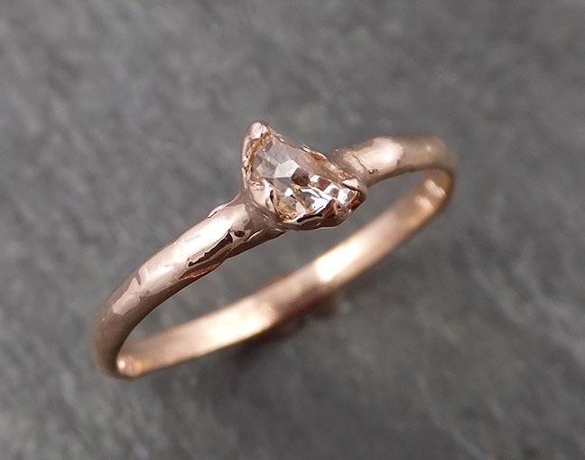 Faceted Fancy cut Champagne Half Moon Diamond Engagement 14k Rose Gold Solitaire Wedding Ring byAngeline 1633 - by Angeline