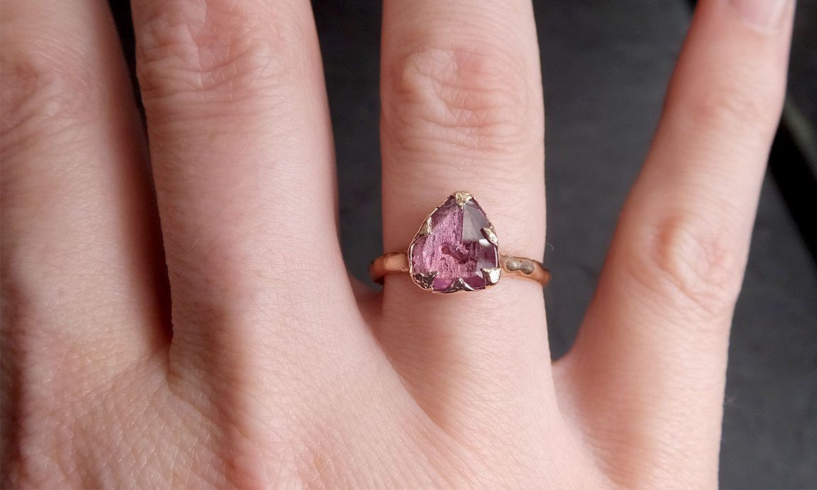 fancy cut pink sapphire 14k rose gold solitaire ring gold gemstone engagement ring 2017 Alternative Engagement