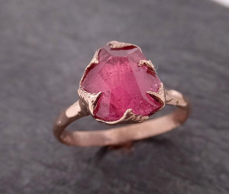 partially faceted sapphire 14k rose gold engagement ring wedding ring custom one of a kind gemstone ring solitaire 2010 Alternative Engagement