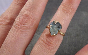 Raw uncut Aquamarine Solitaire 14k Yellow gold Ring Custom One Of a Kind Gemstone Ring Bespoke byAngeline 1624 - by Angeline