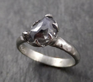 Fancy Cut Half Moon salt and pepper Diamond Solitaire Engagement 14k White Gold Wedding Ring byAngeline 1640 - by Angeline