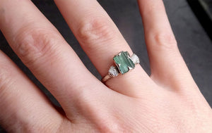 raw sea green tourmaline diamond multi stone white gold ring rough uncut gemstone tourmaline recycled 14k engagement wedding ring 2007 Alternative Engagement