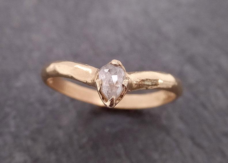 Fancy cut Chevron stacking Dainty White Diamond Solitaire Engagement 14k yellow Gold Wedding Ring byAngeline 2030