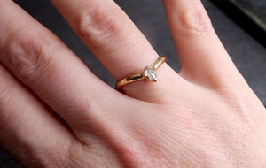 Fancy cut Chevron stacking Dainty White Diamond Solitaire Engagement 14k yellow Gold Wedding Ring byAngeline 2030