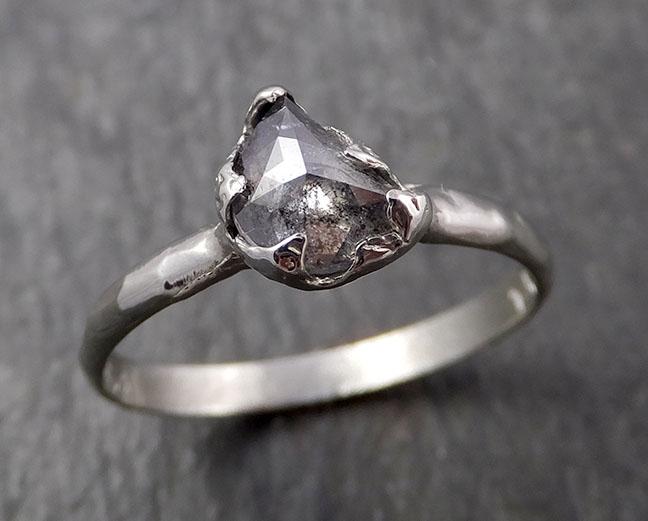 Fancy Cut Half Moon salt and pepper Diamond Solitaire Engagement 14k White Gold Wedding Ring byAngeline 1641 - by Angeline