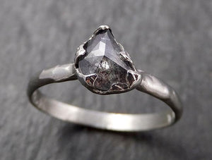 Fancy Cut Half Moon salt and pepper Diamond Solitaire Engagement 14k White Gold Wedding Ring byAngeline 1641 - by Angeline