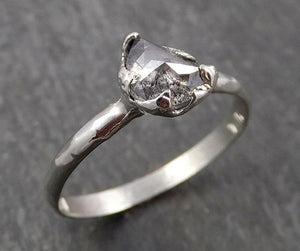 Fancy Cut Half Moon salt and pepper Diamond Solitaire Engagement 14k White Gold Wedding Ring byAngeline 1641 - by Angeline