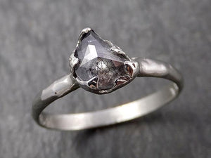 Fancy Cut Half Moon salt and pepper Diamond Solitaire Engagement 14k White Gold Wedding Ring byAngeline 1641 - by Angeline