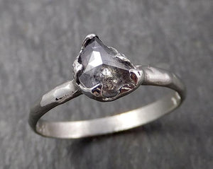 Fancy Cut Half Moon salt and pepper Diamond Solitaire Engagement 14k White Gold Wedding Ring byAngeline 1641 - by Angeline