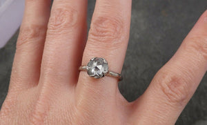 Faceted Fancy cut white Diamond Solitaire Engagement 18k White Gold Wedding Ring byAngeline 1653 - by Angeline