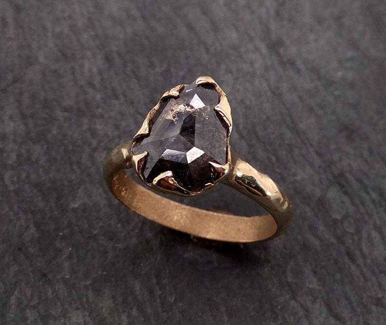 fancy cut salt and pepper diamond solitaire engagement 14k yellow gold wedding ring byangeline 2020 Alternative Engagement