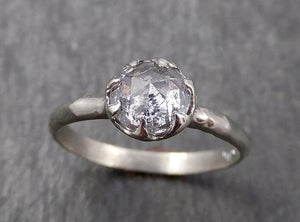 Faceted Fancy cut white Diamond Solitaire Engagement 18k White Gold Wedding Ring byAngeline 1646 - by Angeline