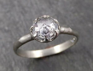 Faceted Fancy cut white Diamond Solitaire Engagement 18k White Gold Wedding Ring byAngeline 1646 - by Angeline