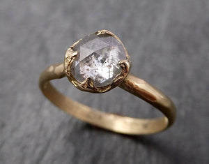 Faceted Fancy cut White Diamond Solitaire Engagement 14k Yellow Gold Wedding Ring byAngeline 1650 - by Angeline