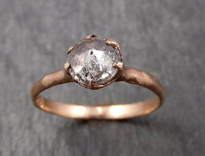 Faceted Fancy cut Salt and pepper Diamond Solitaire Engagement 14k Rose Gold Wedding Ring byAngeline 1652 - by Angeline