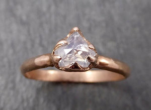 Faceted Fancy cut white Diamond Solitaire Engagement 14k Rose Gold Wedding Ring byAngeline 1644 - by Angeline