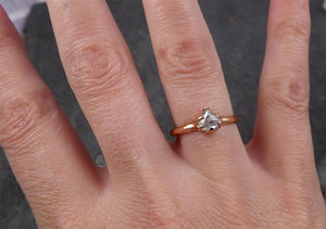 Faceted Fancy cut white Diamond Solitaire Engagement 14k Rose Gold Wedding Ring byAngeline 1644 - by Angeline