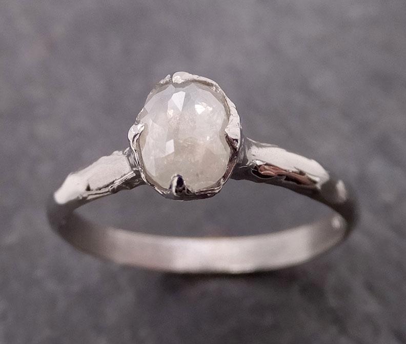 Fancy cut White Diamond Solitaire Engagement 14k White Gold Wedding Ring byAngeline 2031